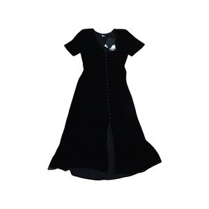 The Kooples FR 1 US small black velvet maxi dress new with tags front buttons
